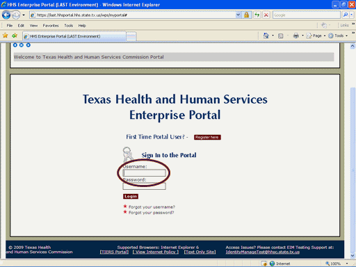 Screenshot of Portal Logon page